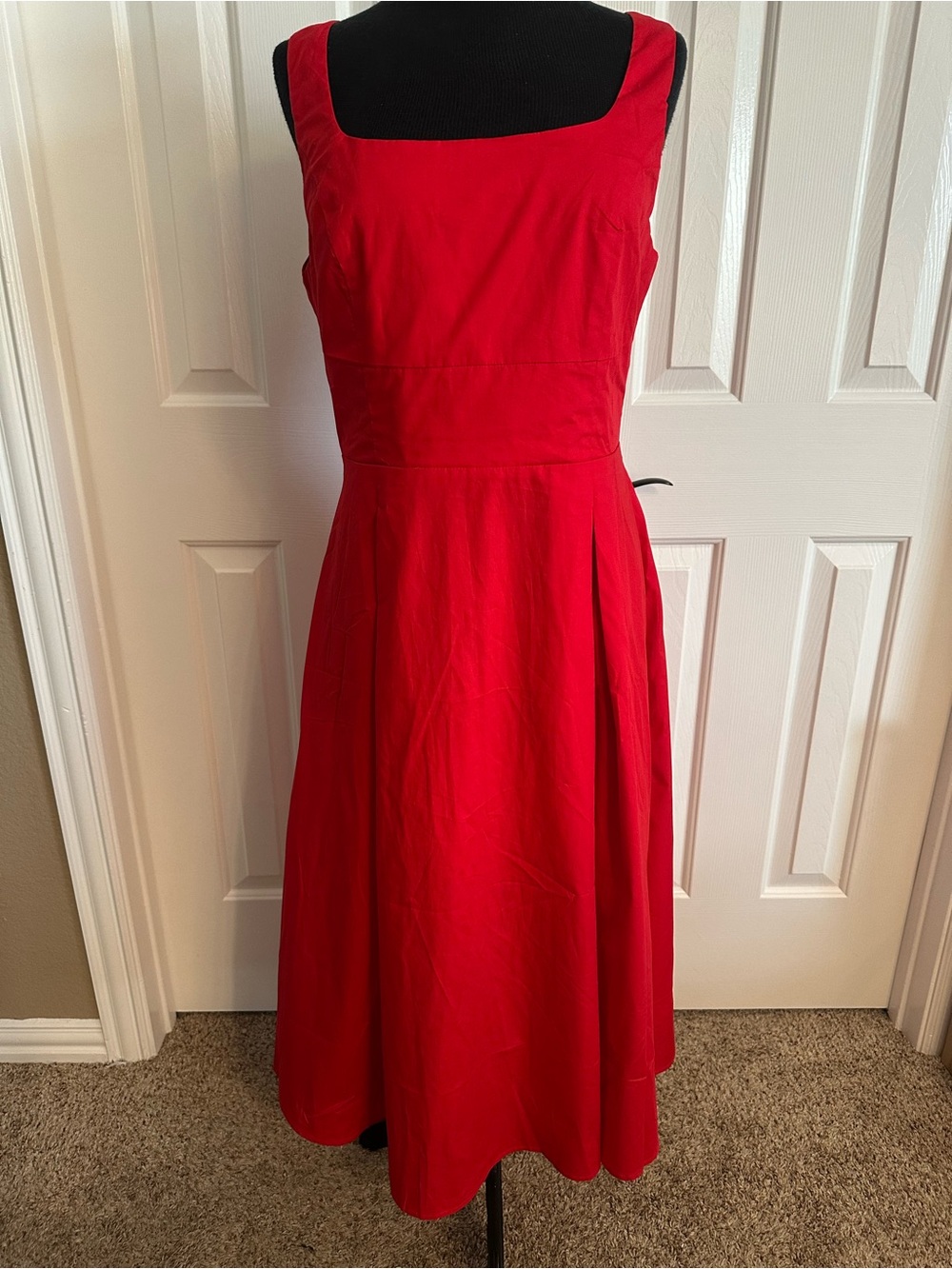 Cupshe Red Square-Neck A-Line Midi Dress